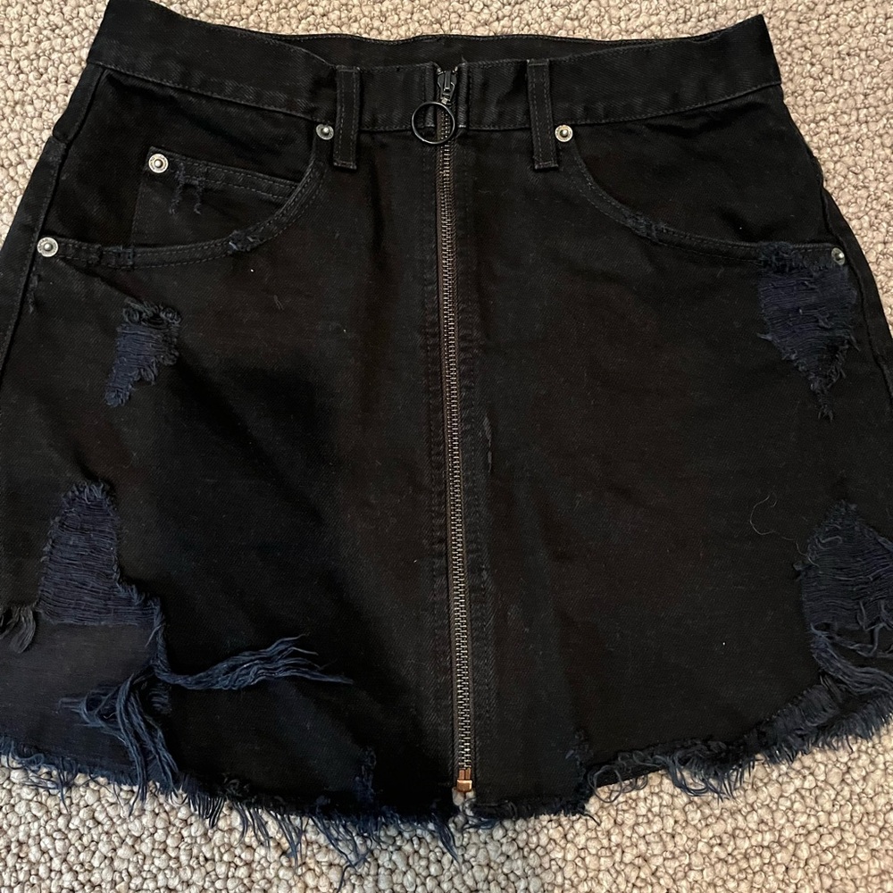 CARMAR Black Denim Mini Skirt